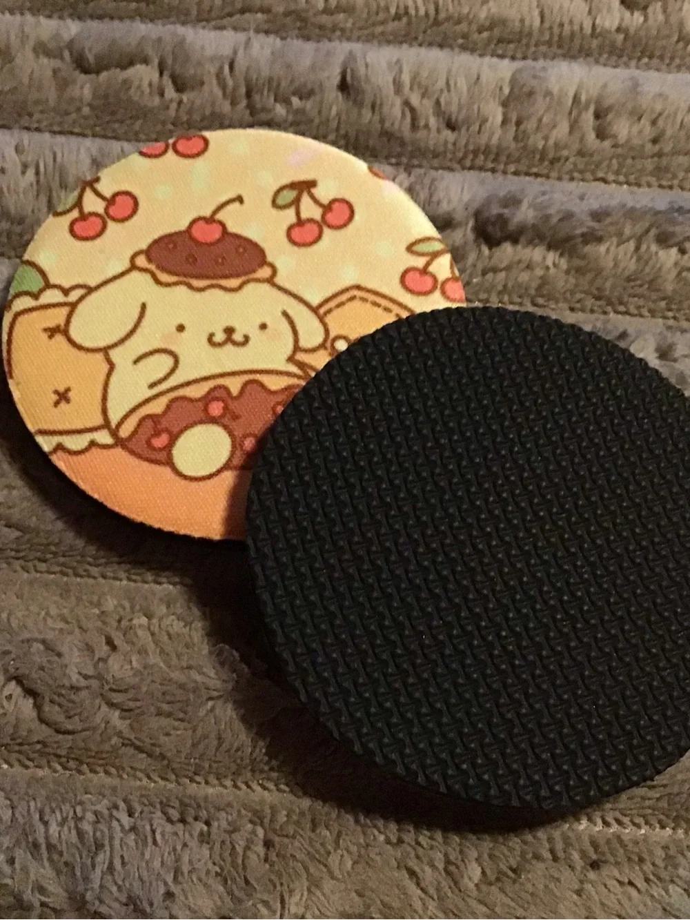 Sanrio Pompompurin Cherry Print Pet Coasters - Yellow & Pink